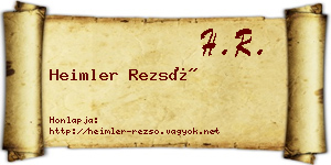 Heimler Rezső névjegykártya